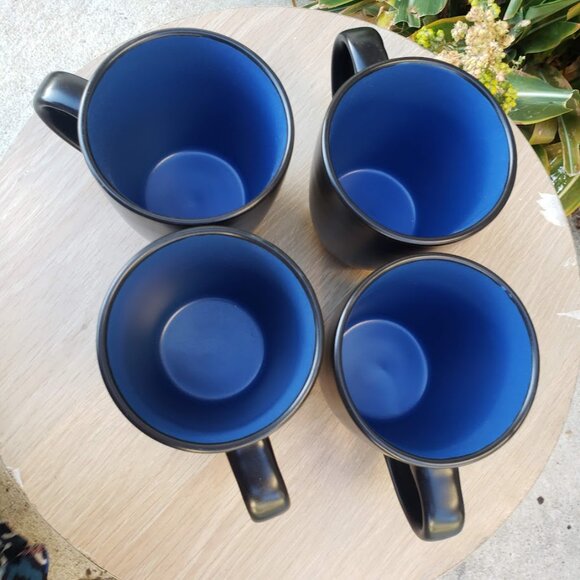 NEW Stone Lain 4 Piece Stoneware mugs cups Coffee Tea dishes Dinnerware Set Blu - Picture 4 of 12